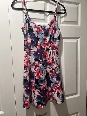 Soprano Navy Multi Colored Floral Dress M Stretch • $25