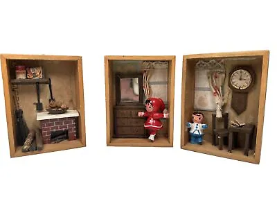 Lot Of 3 Vintage Unique Room Decor Vintage Wooden Mini Fireplace Clock  “4 By “3 • $28.42