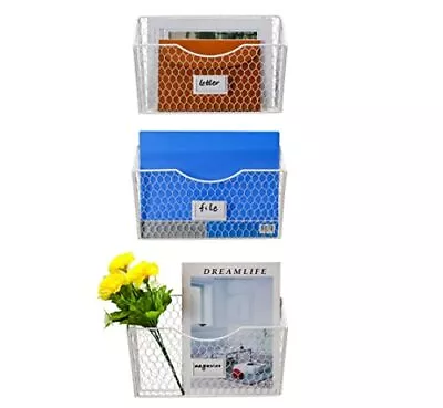 3 Pockets Hanging File Organizer Metal Wire Magazine Rack For Mail Letters • $45.13