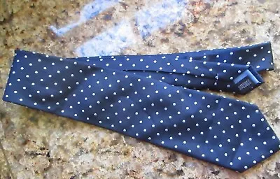 RACING GREEN Mens 100% Silk Navy Spotted Tie • £9.40