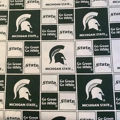Michigan State Spartans Fabric-1/2 Yard 18 H X 43”W-100%Cotton-Logo • $3.75