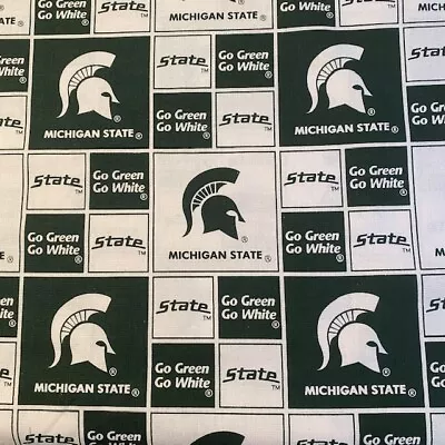 Michigan State Spartans Fabric-1/4 Yard 9 H X 43”W-100%Cotton-Logo • $3.39