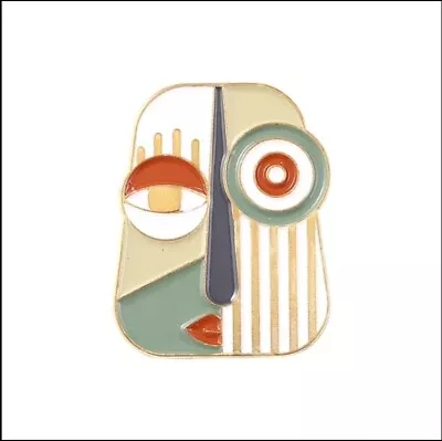 Abstract Mask Brooch Enamel Pin Brooch Lapel Clothing Badge Jewellery Decorative • £4.70