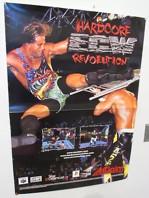 VTG 2000 ECW RVD Hardcore Revolution 28x38 Game Promo Wrestling Poster N64 PS1 • $149.95