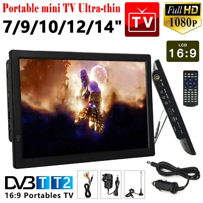 £105.99 • Buy 7-14 Ultra-thin Portable 1080P HD Digital TV Freeview Television Player DVB-T-T2