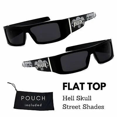Mens Locs Hardcore Black Gangster Cholo Flat Top Cholo Lowrider Skull Sunglasses • $9.95