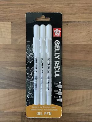 Sakura Gelly Roll White Gel Pen Medium (0.5mm 0.8mm 1.0mm) - Set Of 3 Pen • £5.50