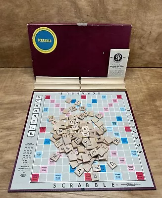 Scrabble Crossword Game Vintage 1950s Selchow & Righter W/Advertisement Complete • $12