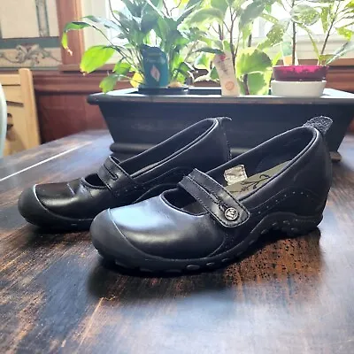 Merrell Plaza Bandeau Women's Mary Janes Size 6 Black Leather Outdoor Shoes • $30