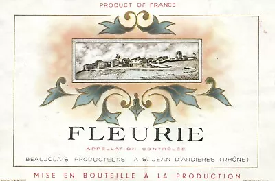 Fleurie French Wine Label Vintage Original A392 • $11.97