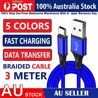 3 Meter USB To Type C Charger Cable 3A Fast Charging Lead Data Cord For Samsung • $6.66