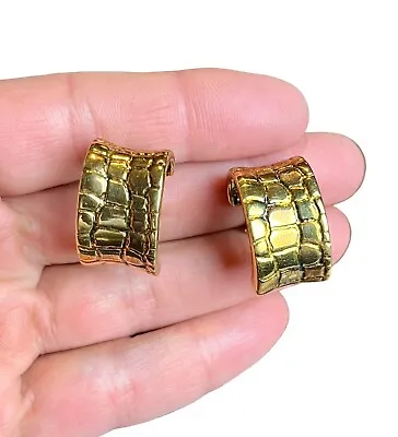 Veronese Italy 925 Sterling Silver Gold Plated Croc Skin Clip-On Earrings 12.57g • $64