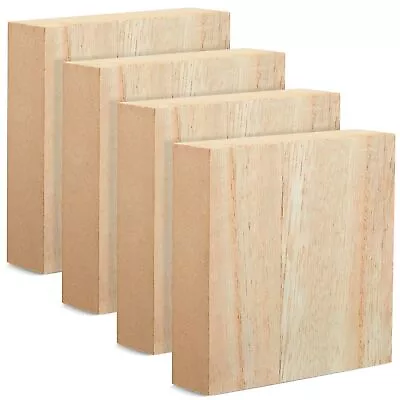 Unfinished MDF Wood Blocks For Crafts Wooden Square Blocks For DIY (4 Pack) • $13.89