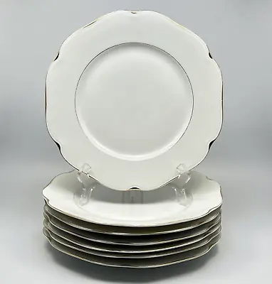 KPM Kaiser Dinner Plate Embossed Edge Gold Verge Gold Trim 10 In KPM158 7Pc • $63.11