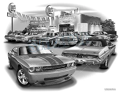  Mopar Challenger 71 Hemi R/t 2009 Srt Car Art Print #4310  Free Usa Shipping  • $24.99