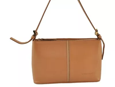 Authentic BURBERRY Vintage Leather Shoulder Hand Bag Purse Beige 1144J • $290