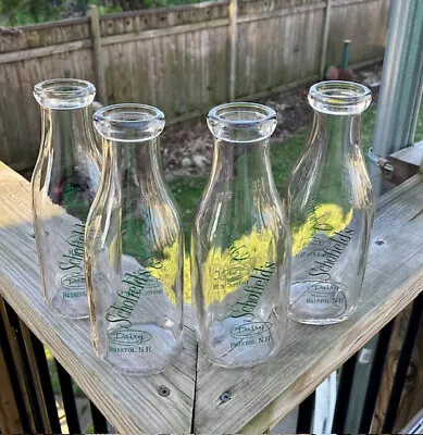 Vintage Quart Milk Bottles From Bristol New Hampshire (Green Pyro-lot Of 4) • $7.99