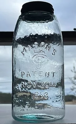 Rare Crude Tall Whittled Small Amber Swirl Mason's Cfj Patent Nov 30th 1858 Jar • $29.95