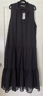 New Katies Black Tiered Maxi Dress With Sparkly Spots Size 18 • $15