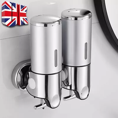 2PCS Soap Dispenser Wall Mounted Liquid Bathroom Hand Soap Shower Gel Shampoo • £9.89