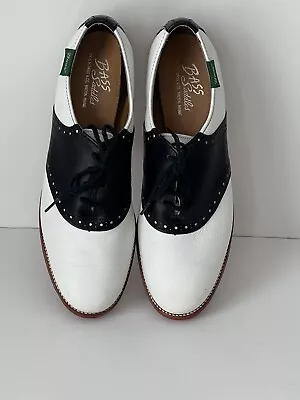 Vintage Bass Saddle Shoes Women's Size 9 Narrow Black And White • $40