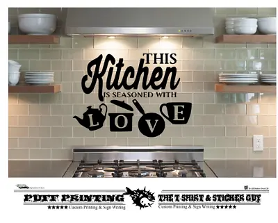 Kitchen Seasoned With Love Stickers Wall Art Pot Cup Love Dining Room Removable • £4.29