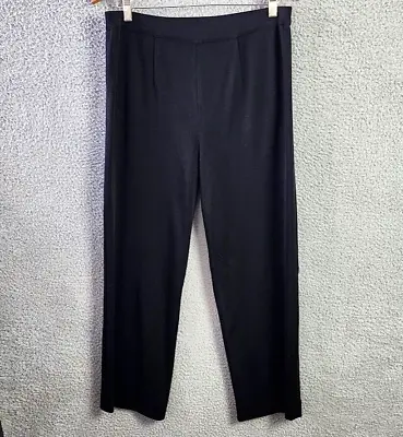 Exclusively Misook Pants Womens Large Black Knit Straight Leg Crop Pull On • $55