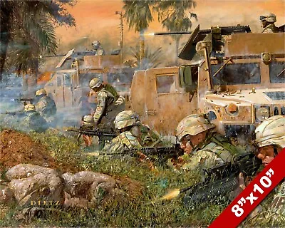 Raven 42 Iraq Fire Fight Painting Us Military History Art Real Canvas Print • $14.99