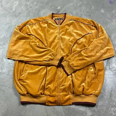 Vintage Veezo Wear Velour Track Jacket XL Gold Bomber 90s Y2K Men’s • $24.99