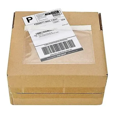 5.5''x7.5'' Clear Packing List Envelope Adhesive Shipping Document Label Pouches • $10.97