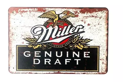 Beer Miller Draft Tin Wall Sign Retro Vintage Style Perfect Gift Idea !!! • $8.99