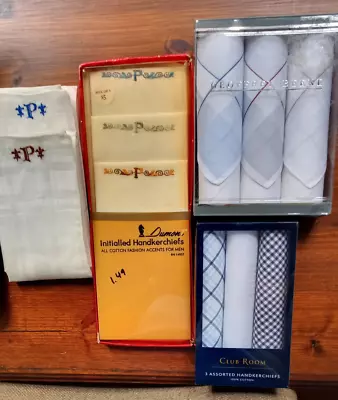 3 + Boxes Mens Club Room Dumont Geoffrey Beene Monogram P Handkerchief Hanky VTG • $29.95