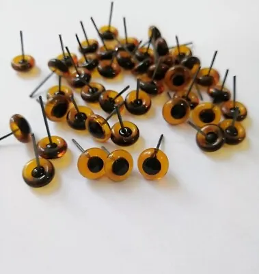 Brown Glass Pin  Eyes 5 Pairs Great For Taxidermy Needle Felting Toy Making • £4.25