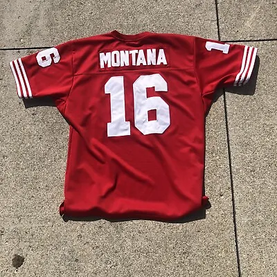 Vintage Joe Montana Mitchell And Ness Embroidered 49ers Red White Jersey XL • $61.97