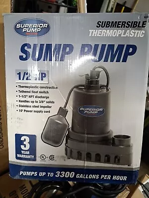 Superior Pump1/2 HP Submersible Thermoplastic Sump Pump • $74.99