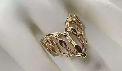 $189 • Buy 14k Yellow Gold Pierced And Diamond Cut  V  Ring Size Size 7 - 3 Grams