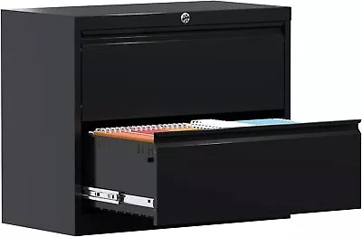 Metal Lateral File Cabinet 2 Drawer Metal Storage Filing Cabinet A4/Legal Black • $219.99