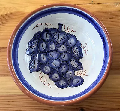 £10 • Buy Handmade Portuguese Portugal Signed Studio Pottery Round Bowl. Grapes.