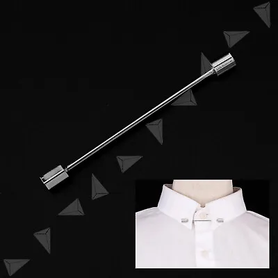 Men Necktie Shirt Collar Pin Tie Clip Pin Bar Hexagonal Head Brooch Gift Silver • £6.86