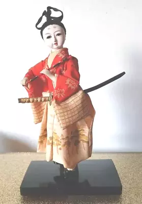 Vtg Handmade Japanese Samurai Boy Doll Rare Glass Eyes W Base Kimono Miniature  • $19.99