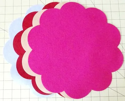  11-1/2  Scalloped Circle U PICK COLOR- Penny Rug - Wool Blend Felt  2 Pieces • $5.90