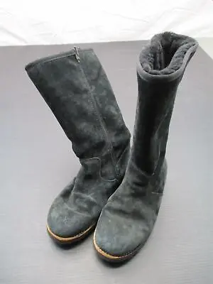 UGG Size 7 Womens Black Suede Etta Waterproof Tall Side Zip Snow Winter Boots 4R • $45