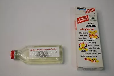 Vintage Adam's Pure Lemon Extract Glass Bottle & Box Kitchen Retro Kitschy • $14.99