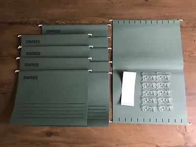 £7.99 • Buy 10 X Green A4 Hanging Suspension Files Tabs Inserts Filing Cabinet Folders 