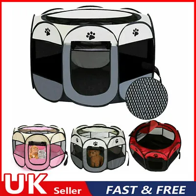 Foldable Pop Up Soft Fabric Dog Crate Cat Cage Pet Travel Puppy Play Pen Tent UK • £7.99