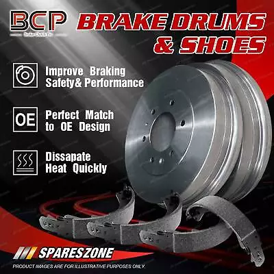 BCP Rear Brake Drums + Brake Shoes For Holden Rodeo TF Series 3.2L V6 4x2 4x4 • $214.95