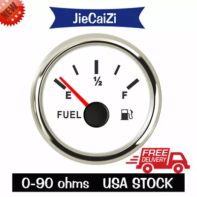 52MM White Gas Fuel Level Gauge 0-90 Ohms For Car Truck Marine Red Led USA STOCK • $20.95