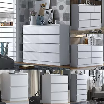 £143.98 • Buy Matt White Chest Of Drawers Bedroom Furniture Scratch Resistant Modern Design
