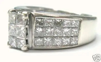 $2161.17 • Buy Princess Cut Diamond Cocktail Ring Invisible Set Solid 14Kt White Gold 2.98Ct