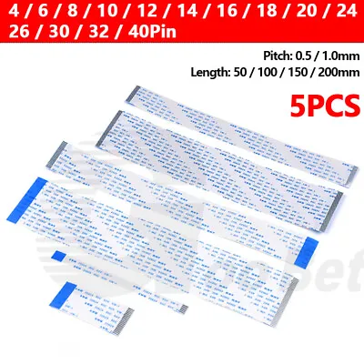 5Pcs 4 6 8 10-40Pin FPC FFC Flexible Flat Cable Ribbon Pitch 0.5/1.0mm AWM 20624 • $1.85